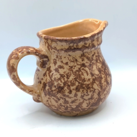 Vintage Pfaltzgraff Pottery Spongeware Gold / Brown Creamer 024 - Picture 5 of 10